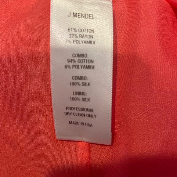 J. MENDEL Floral Graphic Lace Dress in Coral - Picture 2 of 7